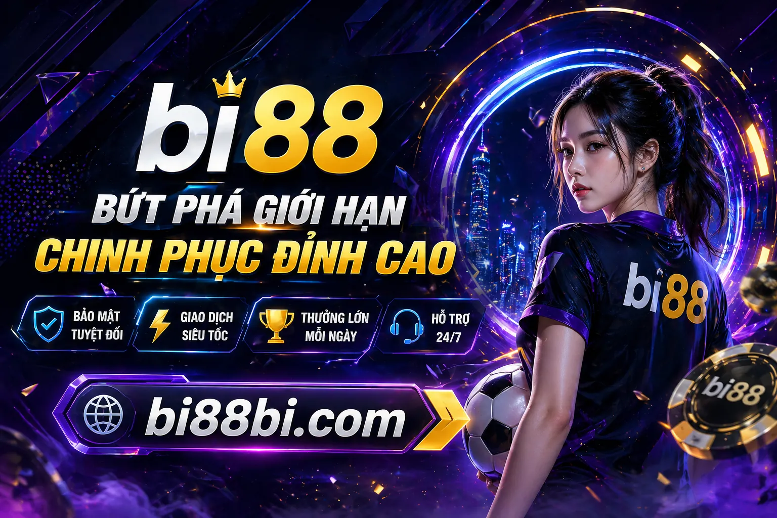 Sân vận động bóng đá với ánh sáng động và logo ok9aa nhà cái